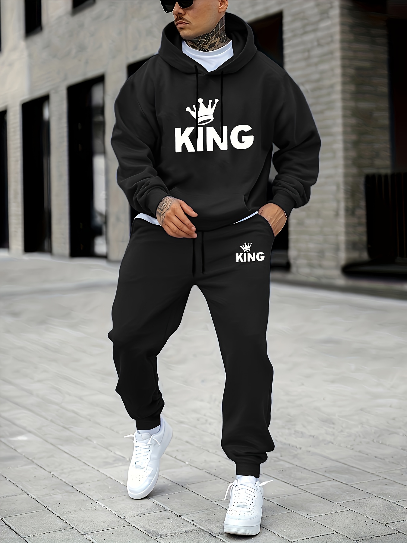Street Fashion Outfit - Мужской спортивный костюм с принтом королевской