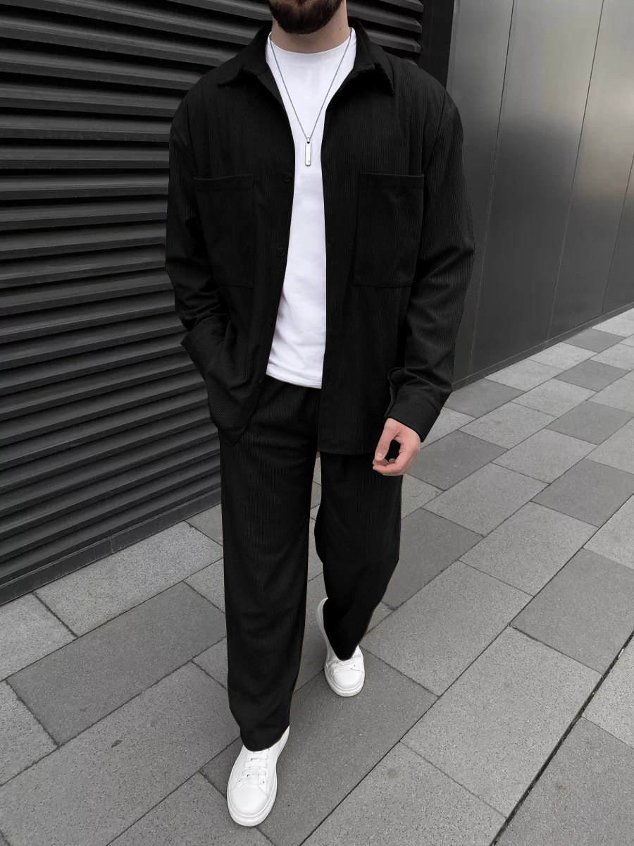 Street Fashion Outfit - Мужской вельветовый костюм из двух предметов: