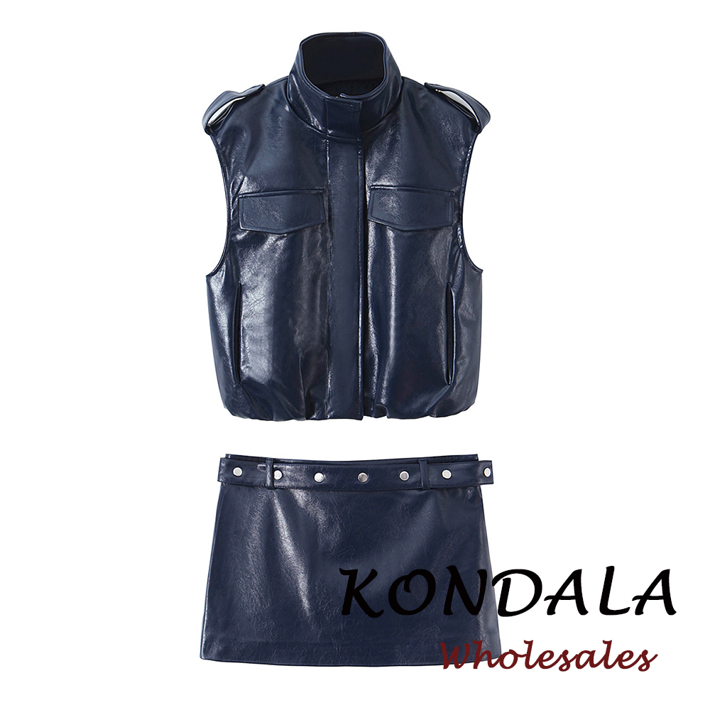 Street Fashion Vest - KONDALA 2026 Весенний синий женский винтажный